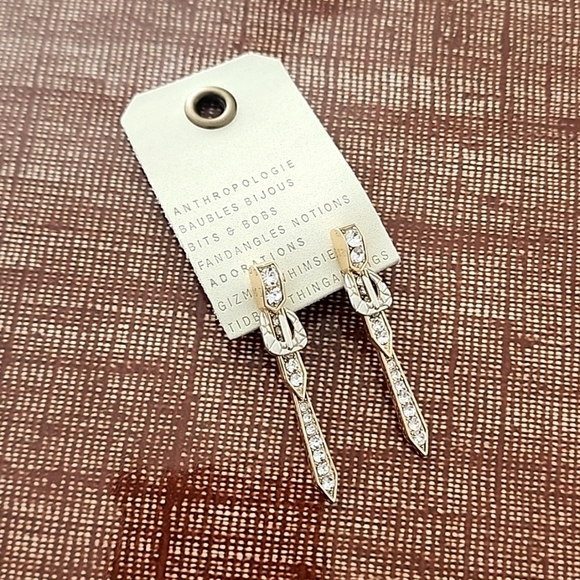 New Anthropologie Pavé Buckle Drop Earrings - Picture 2 of 6